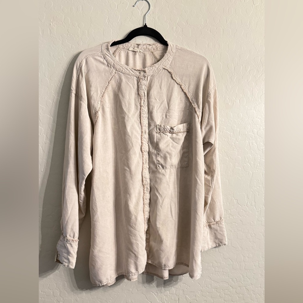 easel Cream Long Sleeve Tunic Blouse